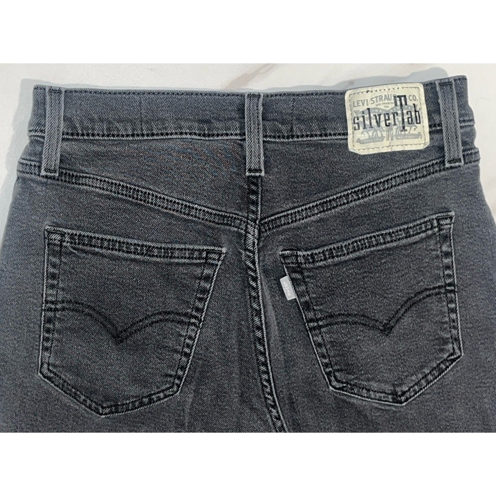 Levi's SilverTab Mom Jeans Womens 28x27‎ Gray Black High Rise Tapered Denim